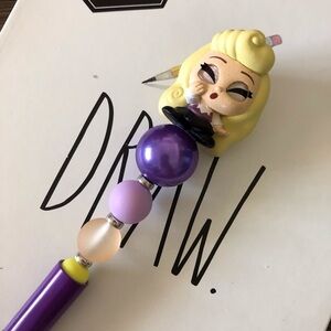 Disney Doorables: Sleeping Beauty: Princess Aurora Briar Rose handmade bead pen